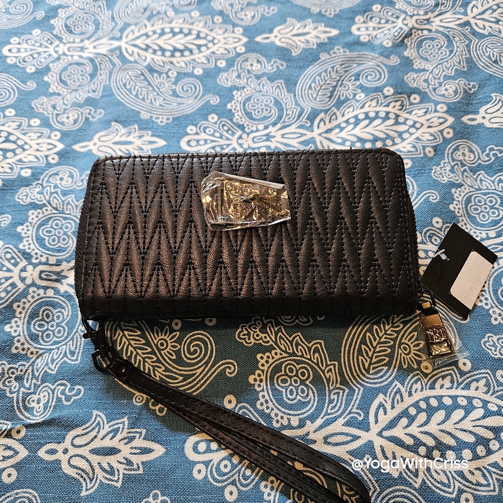 Badgley Mischka wallet / wristlet phone pocket faux leather NWT